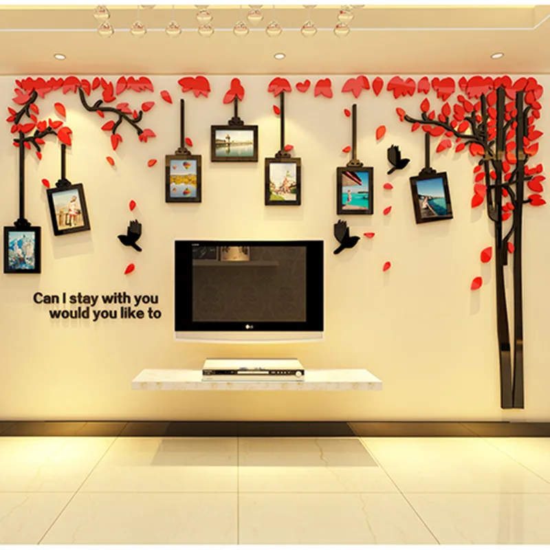 Creative photo tree 3D stereo acrylic wall sticker, living room sofa
