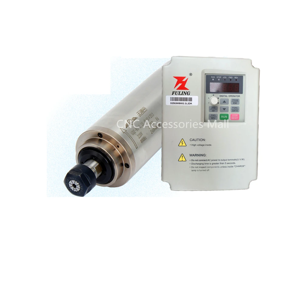 

2.2kw water cooled spindle motor ER20 D80mm 213mm & 2.2kw 220v DZB280B002.2L2DK VFD Inverter Variable Frequency Drive
