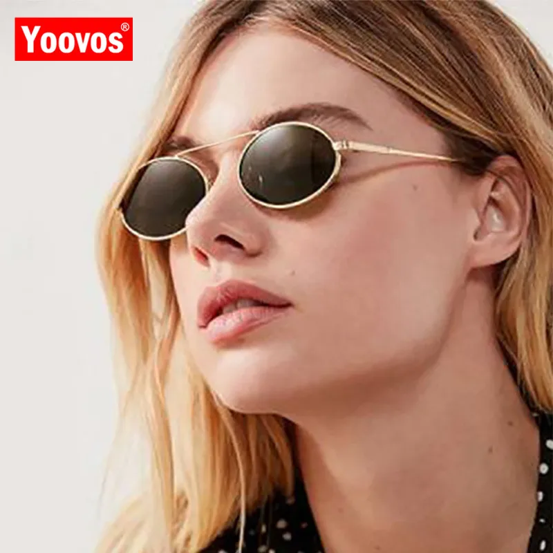 

Yoovos 2019 Oval Sunglasses Women Metal Mirror Brand Designer Round Vintage Female Sun Glasses Classic Oculos De Sol Gafas UV400