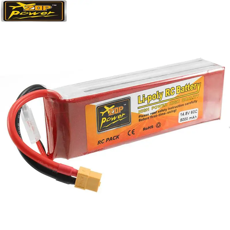 

ZOP Power 14.8V 5000mAh 4S 60C Rechargeable Lipo Battery XT60 Plug Connector For RC Quadcopter Models Toys