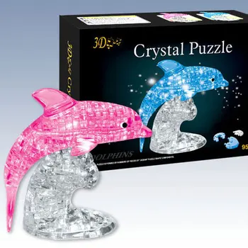Three-dimensional crystal puzzle 3d assembled Large crystal dolphin