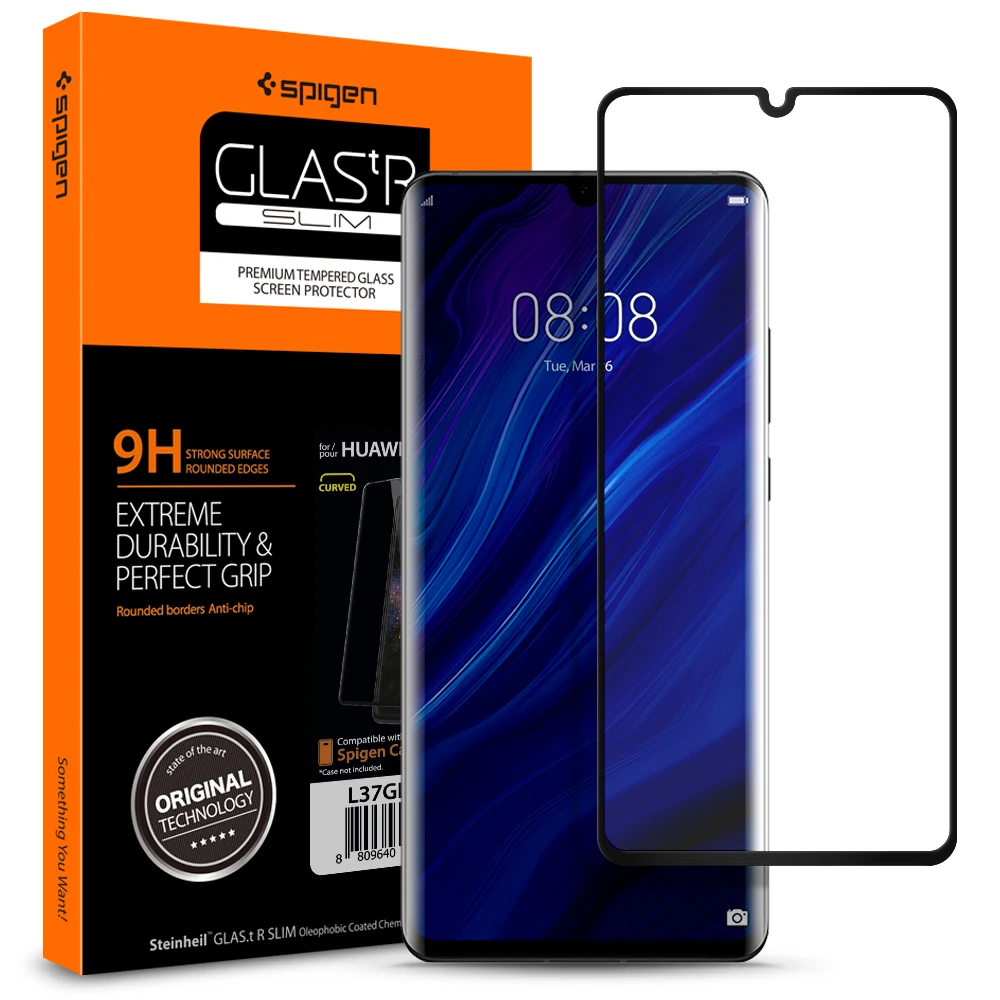 SPIGEN huawei P30 Pro/P30 Закаленное стекло протектор экрана Glas. tR тонкий полное покрытие черный