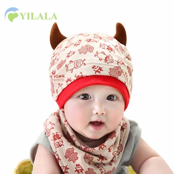 

2PCS Cartoon Baby Hat Bib Set Cotton Print Baby Caps Spring Autumn Infant Hat Sets Cute Newborn Baby Caos Baby Accessories