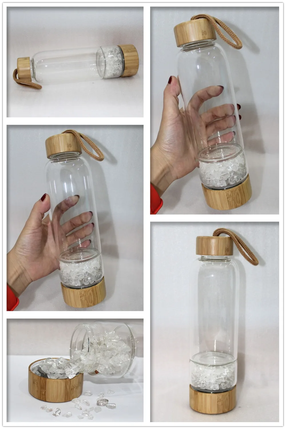 Натуральный кварц неравномерность кристалл гравий бутылка стекло воды гравий камень чашки подарок давая посуда для напитков