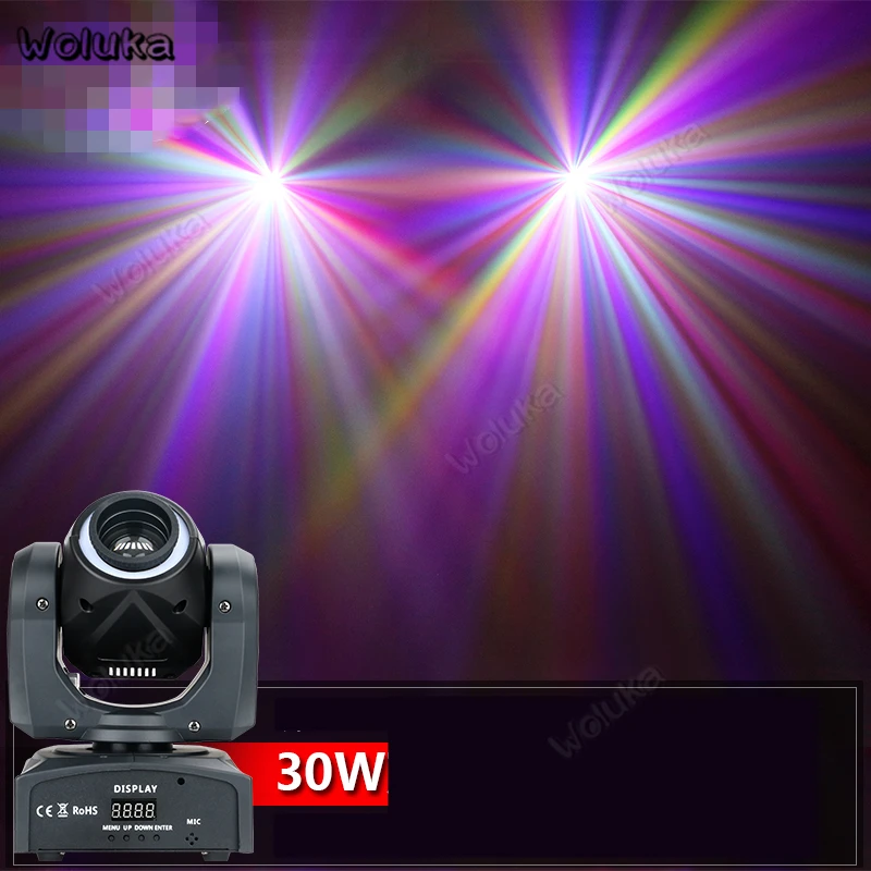 30 Вт калейдоскоп типа движущийся головной свет луч RGB LED узор света вращающийся