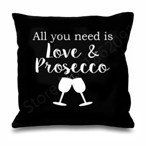 

Funny All You Need Is Love and Prosecco Throw Pillow Case Black Novelty Prosecco Quote Cushion Cover Quirky Birthday Xmas Gifts