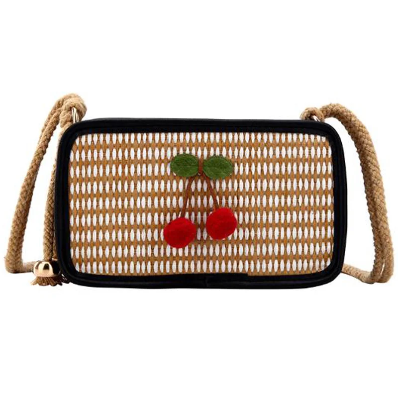 

Summer Women'S Bag Cherry Woven Diagonal Cross Bag Small Bag Sequin Net Red Mini Crossbody Bag