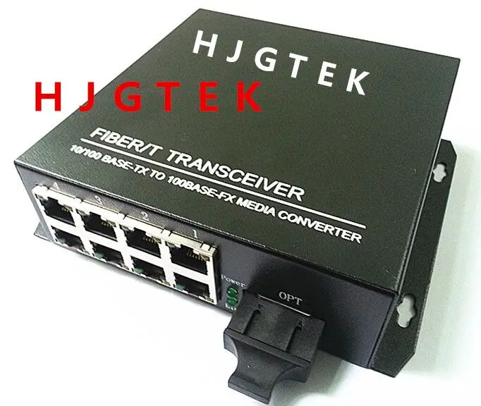 

High quality Single-mode dual fiber 10/100Mbps 8port Ethernet to fiber optic media converter SC ethernet switch converter