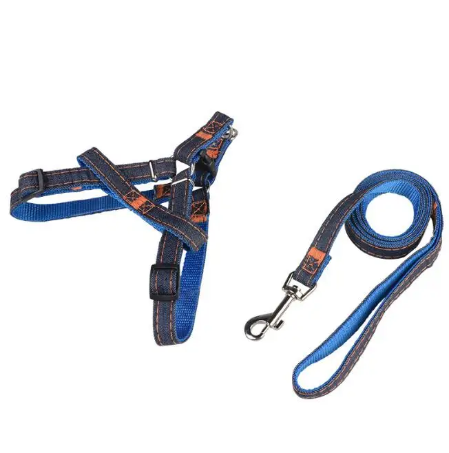 Жан pet Тяговый набор ремни безопасности собаки набор ошейник поводки наборы XS-L для маленьких средних больших собак D02 - Цвет: blue harness leashes