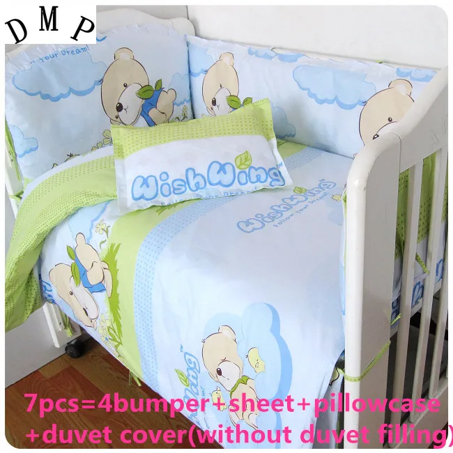 

Promotion! 6/7PCS Baby Bedding Set 100% Cotton Crib Bedding for Children Detachable Duvet Cover , 120*60/120*70cm