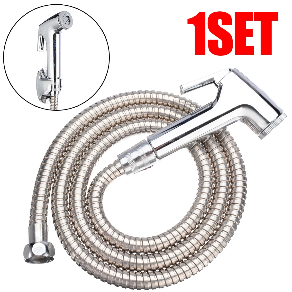 1 Set Portable Handheld Bidet Spray Shower Head Toilet Shattaf Adapter Wall Bracket Bathroom Fixtures Bidets