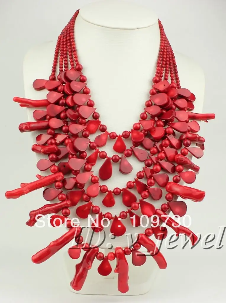 

Jewelry 0011891 Excellent! 5Strds Red Coral Necklace