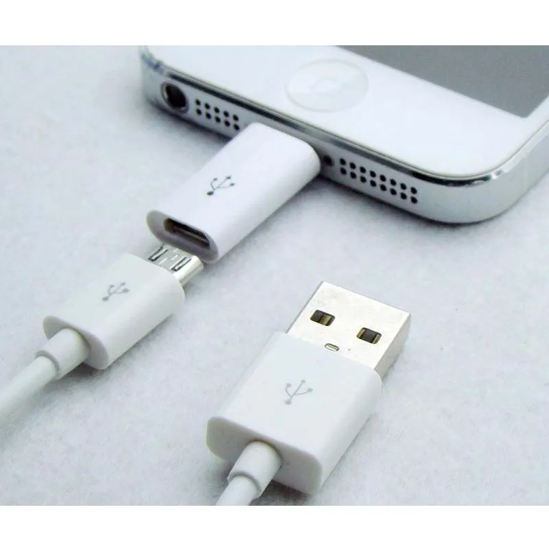 Portefeuille 3PCS Micro USB to 8pin Charger Cable Adapter Converter for iPhone 7 5 6 S 6s 8 plus 5S 5C SE X 10 iPad iPod Charge (3)