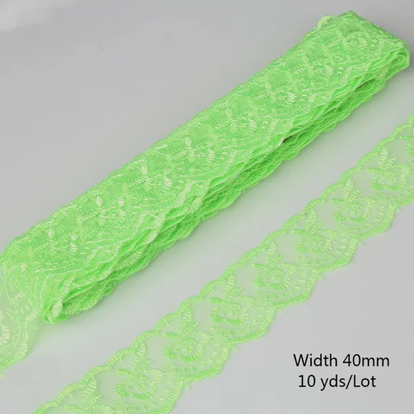 10 ярдов/лот кружевная лента ширина 40 мм кружевная отделка ткань вышитая кружевная отделка ткань для свадебного украшения DIY аксессуары для одежды - Цвет: Light Green