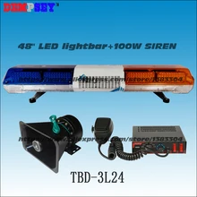 TBD-3L24 светодиодная световая панель/Полицейская/Автомобильная сигнальная вспышка/DC12V/1,2 м длина с 100 Вт сирена и 100 Вт динамик