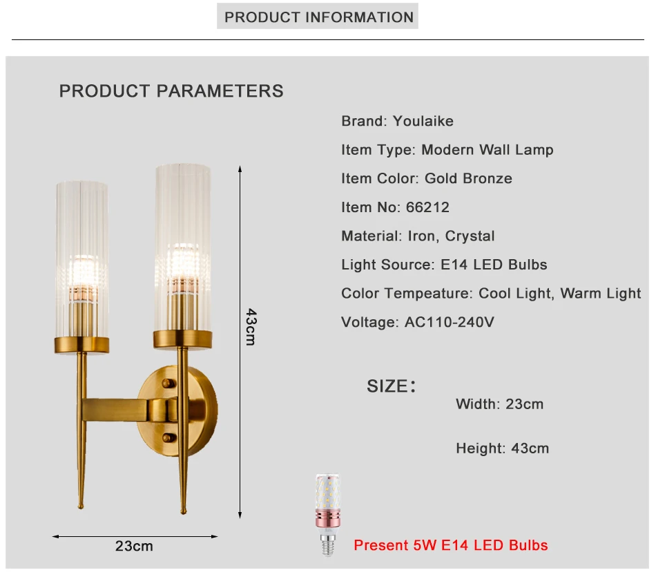 Настенный светильник Двойные головки медные бра аппликация murale luminaire moderne Светодиодная лампа для спальни настенные светильники для дома