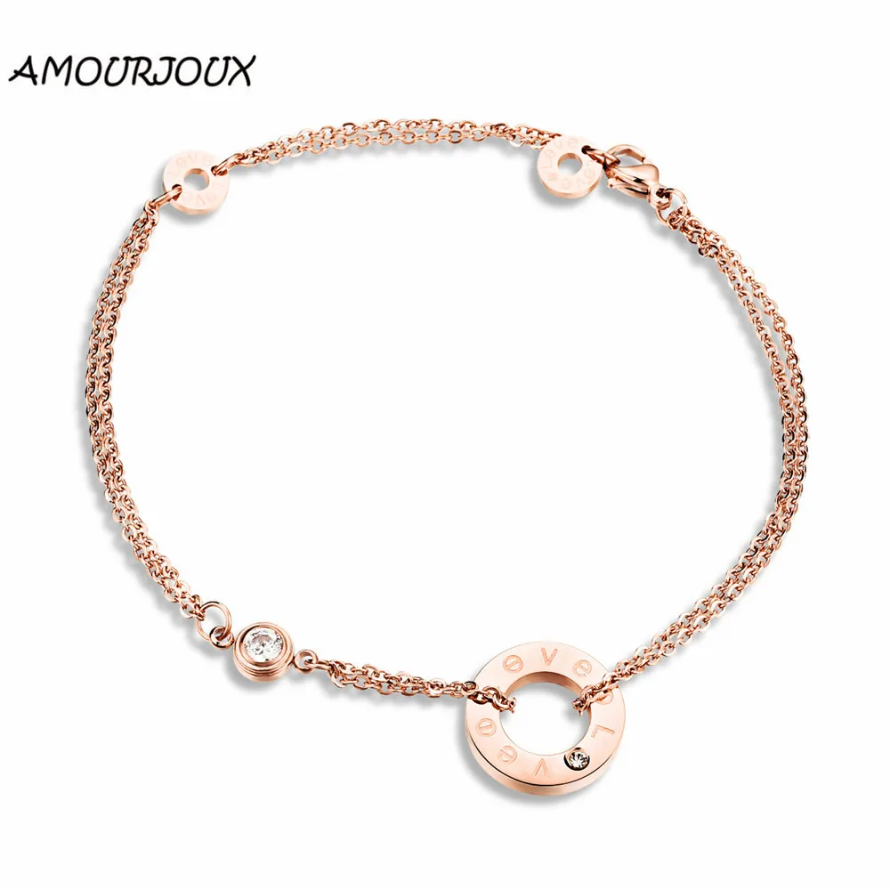 AMOURJOUX Fashion Rose Gold Plating Engraved Charm Leg Anklets For