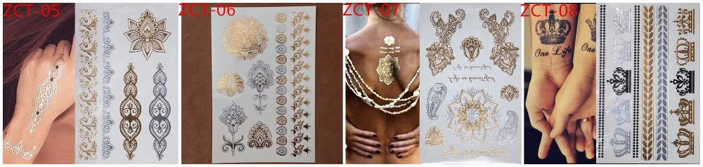 Для женщин Средства ухода за кожей Книги по искусству цепь золотая Временные татуировки браслет красочные металлическая флеш-тату