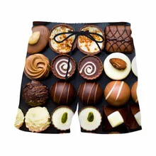 Вкусные шоколадные конфеты сладкая еда повседневные шорты Harajuku летние для серфинга шорты Уличная сетка дышащии эластичные для талии шорты