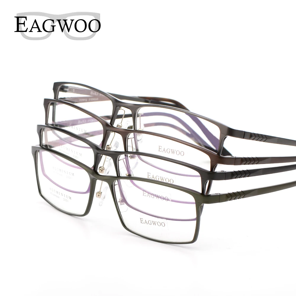 Eagwoo алюминиевые мужские широкие очки для лица, очки по рецепту, полная оправа, оптическая оправа, деловые очки, светильник, большие очки MF2351
