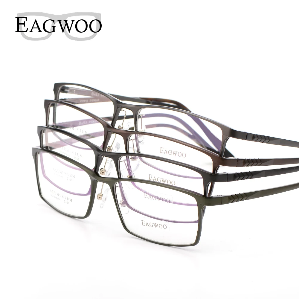 Eagwoo Aluminum Men Wide Face Prescription Eyeglasses Full Rim Optical Frame
