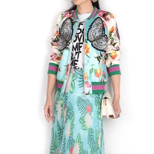 Runway Style Bomber Jacket Women Basic Coats 2017 Autumn Winter Fashion Brand Floral Butterfly Embroidery Jacket chaquetas mujer