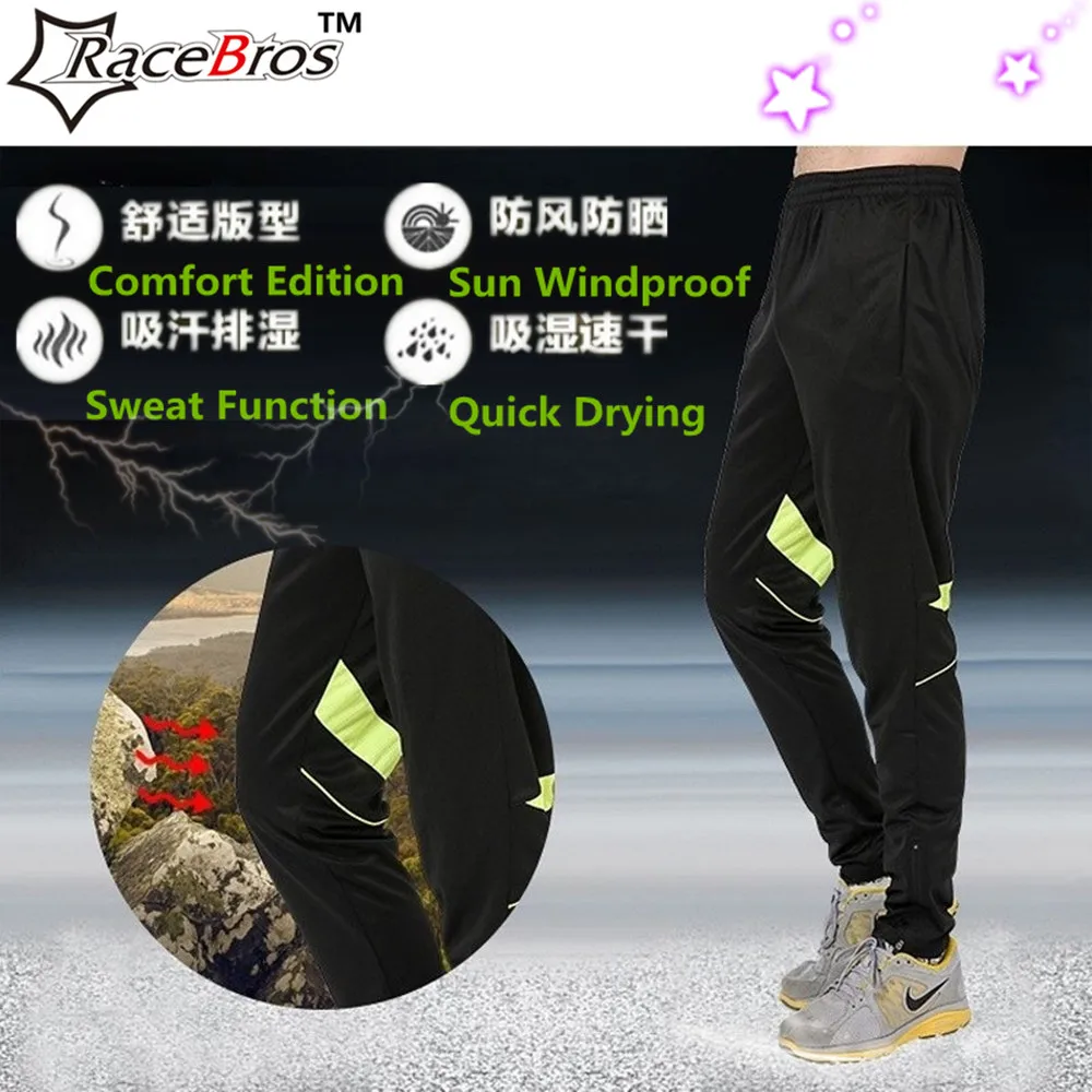 RaceBros Men Women Long Cycling Pants Elastic Fleece Riding Bike