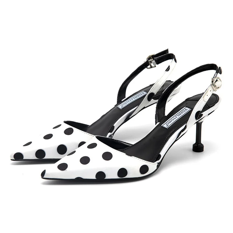 

2019 summer new sandals women's high-heeled shoes women's shoes with polka dot fashion single shoes pointed sandals