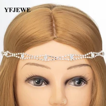 YFJEWE, дизайн, аксессуары для волос для свадебной вечеринки, Хрустальная цепочка, подвески на голову, женские украшения, свадебные украшения для волос H013