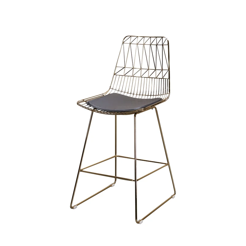 Nordic minimalist wrought iron armchair modern bar wire bar high chair creative metal mesh hollow plating high bar chair