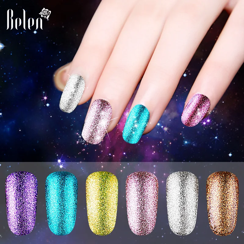 

Belen 10ML Bling Platinum Gel Nail Polish Champagne Silver Pink UV Led Vernis Black Bottle Semi Permanent Base Top Coat Nail Art