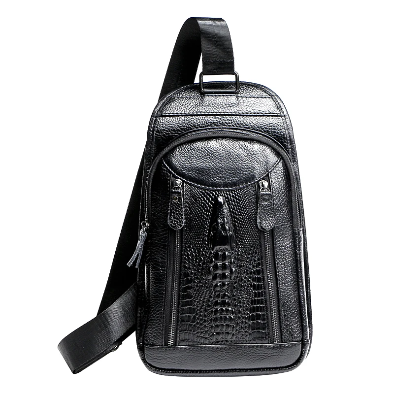 

Real Leather Alligator Men's Business Chest Bag Large Capacity Genuine Leather Crossbody Shoulder Bags For Man