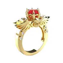 UFOORO черный/золото панк череп, кольцо, ювелирное украшение красный/синий цирконовый Кристалл Скелет вечерние кольцо для Для женщин Для