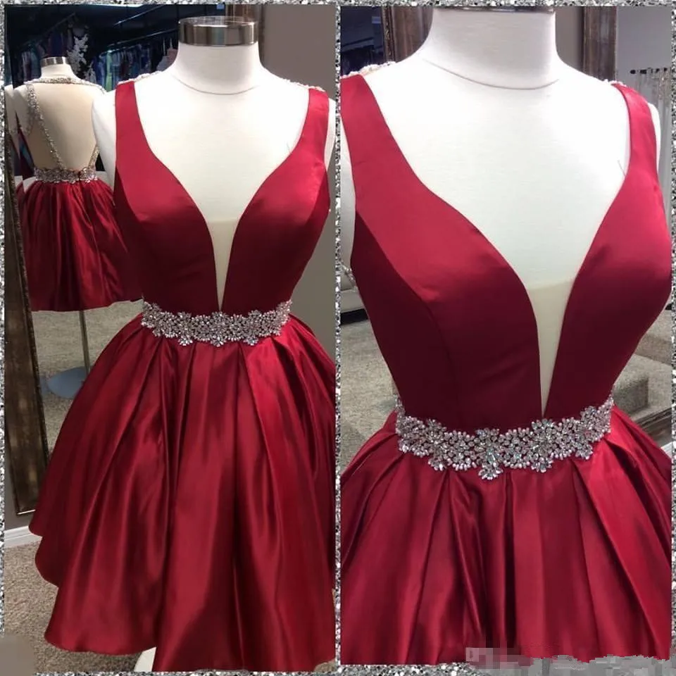 

Short Satin Beaded Bridesmaid Dresses Graduation Dress