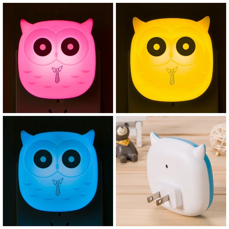 Baby Feeding lighting LED Night Light 3D Owl Wall Socket Lamp For