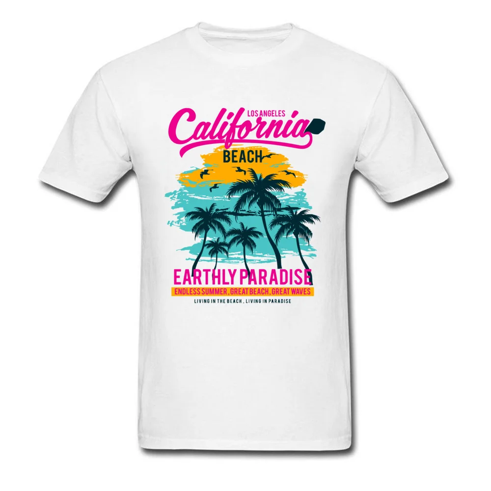 California Beach Paradise Tops T Shirt Designer Crew Neck Custom Short Sleeve 100% Cotton Mens T Shirt Design Sweatshirts California Beach Paradise white