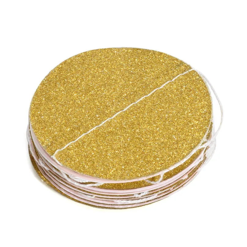 Glitter Circle Polka Dots Garland Banner Bunting Party Decor Pink White Gold home decor Grand Event Banners Streamers #25j10 (29)