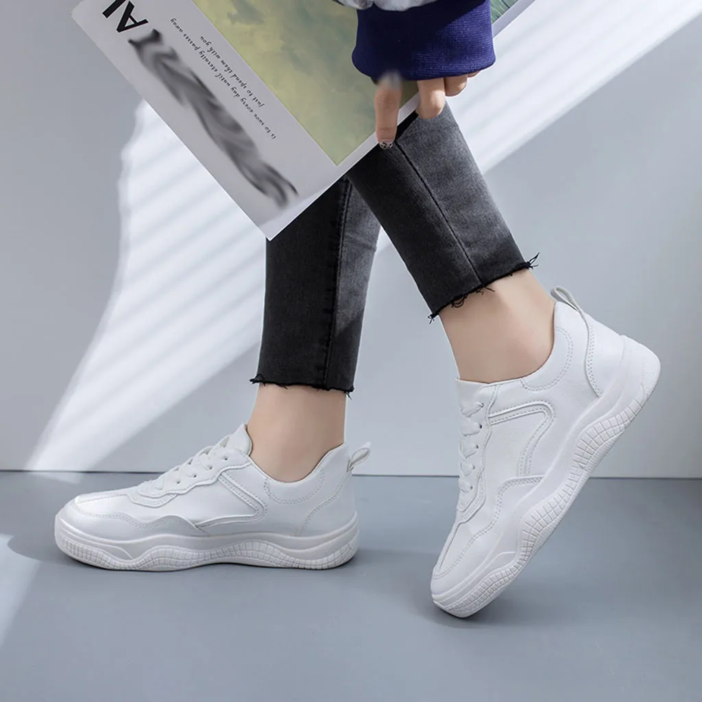 

YOUYEDIAN Flock Platform White Sneaker Women Casual Shoes Fashion Suede Leather Platform Sneakers Ladies White Trainers#G30