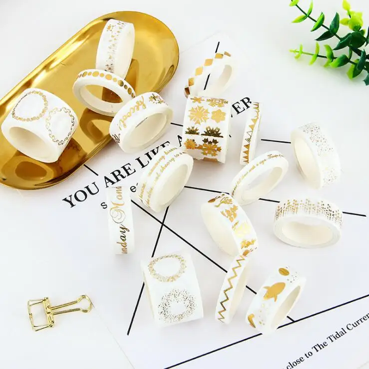 

30/40m*5 Bronzing series Ballet/Frame/Music/snowflake Decoration Washi Tape DIY Planner Diary Scrapbooking Masking Tape Escolar