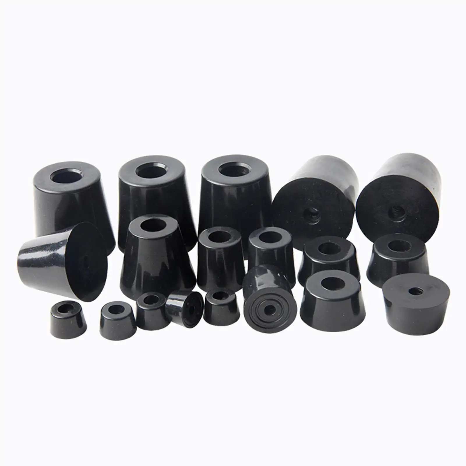 4pcs O/D 11mm To 40mm Black Rubber Machine Foot Pad Feet Without Steel Washer Non-slip Furniture Table Conical Protector