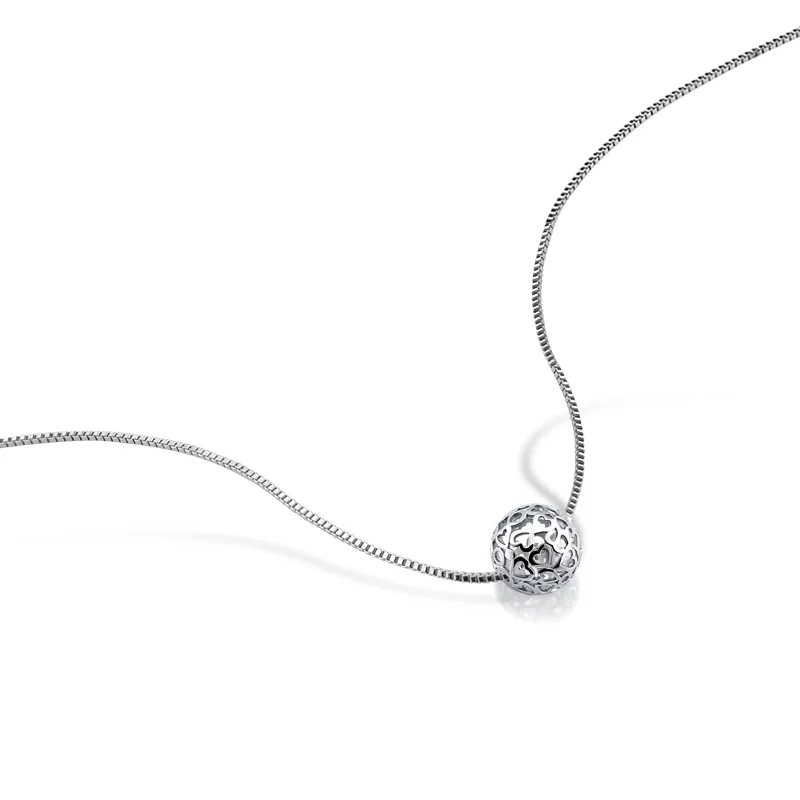 Дешево Новый 925 Серебряное ожерелье Девушка Любимые Твердые серебряные ювелирные изделия узор полый шарик кулон дизайн реального серебряная шкат...