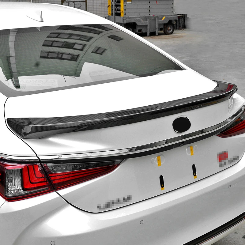 

QHCP Rear Trunk Boot Spoiler Back Wing Decoration Sticker Real Carbon Fiber For Lexus ES200 260F 300H 2018 Car-styling Accessory