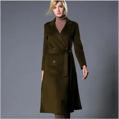 Army Slim red Cachemire Double Chaud Laine Femmes 2018 Nouvelles Longue Green En Fit À Boutonnage Pardessus Face Hiver Extérieure Section De Veste Manteau Lady wpPgnHAW1q