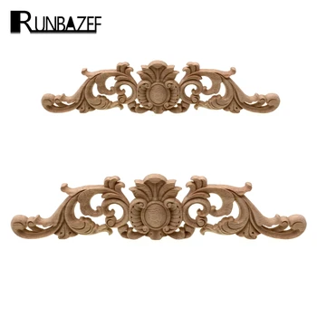 

RUNBAZEF Woodcarving Decal Home Furniture Carved Applique Window Door Decor Wooden Figurines Miniatures Crafts Garden Decoration