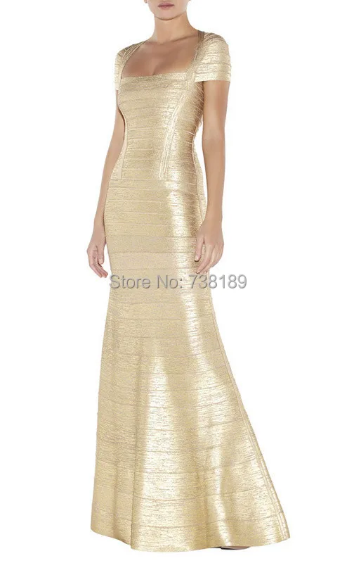 Высокое качество вечернее платье Русалка повязки под дерево фольга печати золотые платья длиной до пола