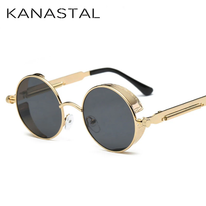 

Round Steampunk Sunglasses Mirror Men Women Punk Glasses Brand Designer Retro Glasses Frame Vintage Spring Sunglasses UV400