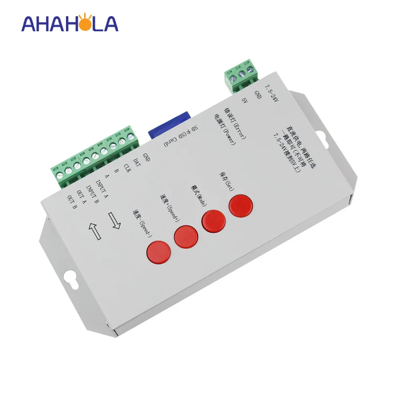 

T-1000s ws2801 ws2811 ws2812 ws2812b controller dc 5-24v sd card led pixel controller for digital strip max control 2048 pixel