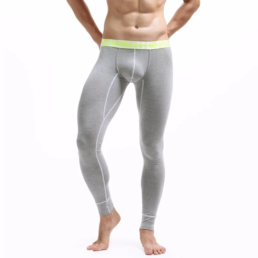 Зимние SEOBEAN новые мужские сексуальные хлопчатобумажные джинсовые подштанники с низкой посадкой, термо кальсоны