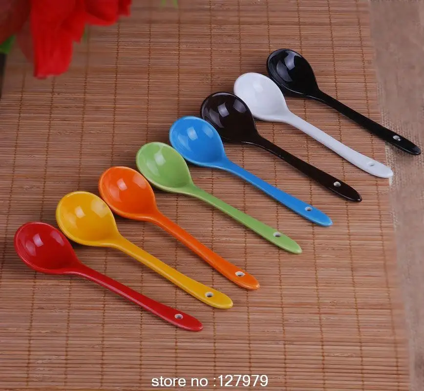 8 colors optional Ceramic mug spoon tea cup spoons Coffee spoons