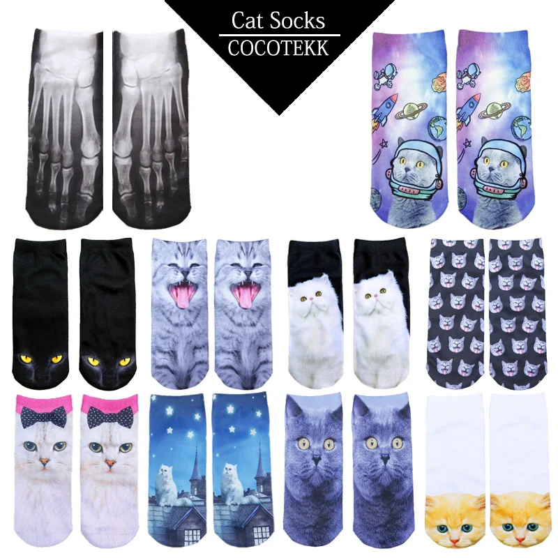 

Fashion 3D Printing Women Socks Creative Cat Socks Kawaii Short Cotton Low Cut Ankle Socks Funny Cute Casual Socks Dropshipping